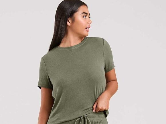 nuuds Other - Nuuds Silk One Piece Pajama Top Short Sleeve Stretch Olive Green Size M NWOT